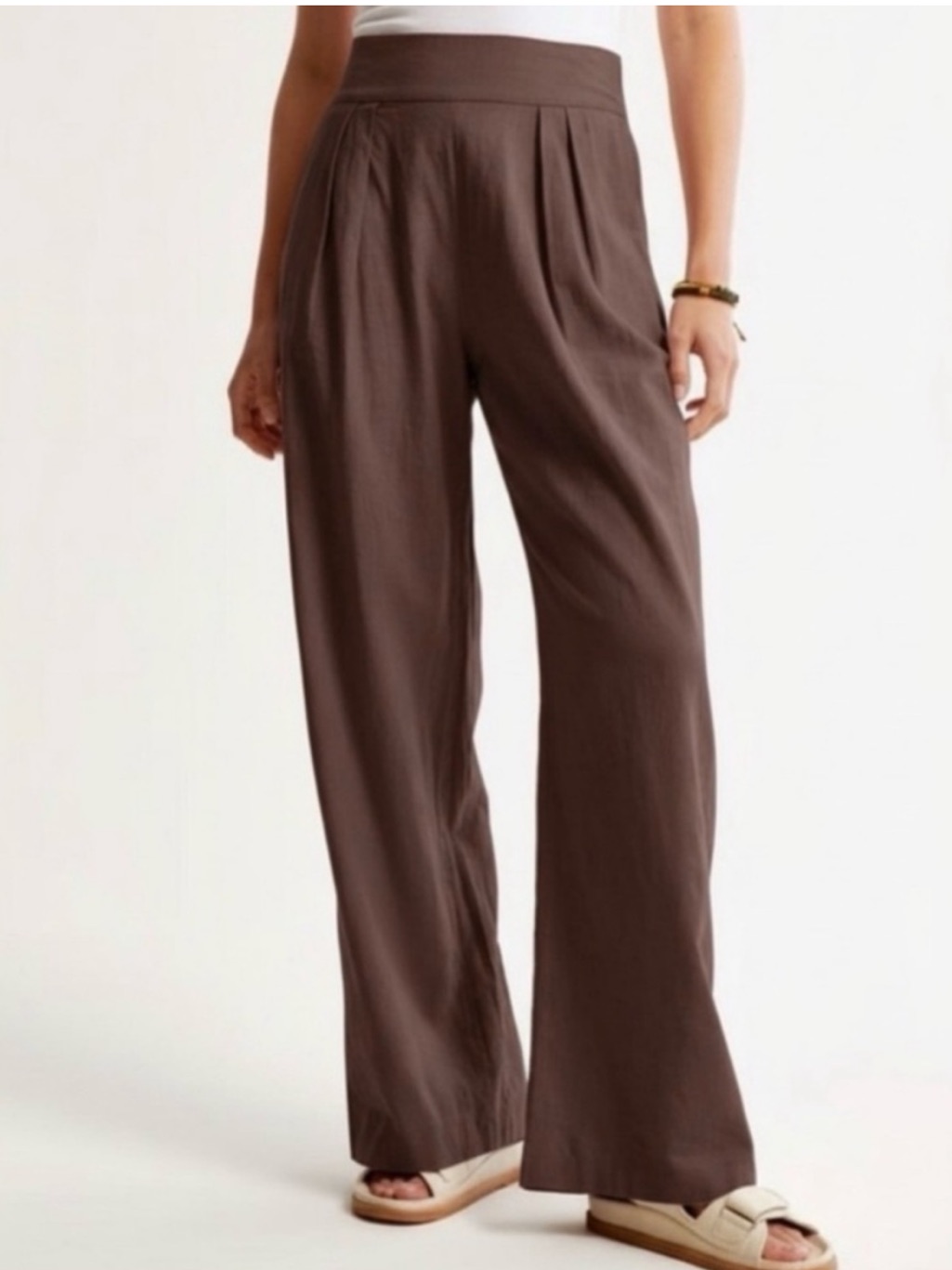 Nwt Abercrombie And Fitch Wide Leg Brown Linen Pants